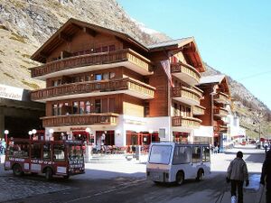 Zermatt station entrance.